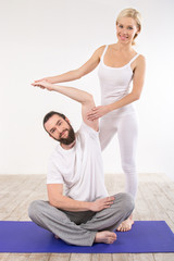 Fototapeta na wymiar Fitness concept with young sporty woman and man