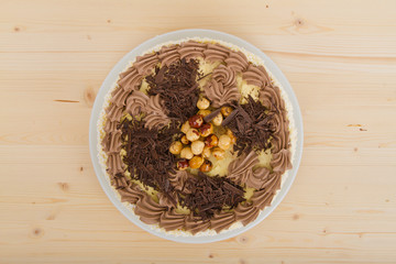 Cake with chocolate and nuts