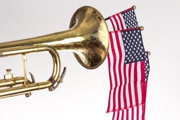 Obraz na płótnie Canvas American Flag Trumpet