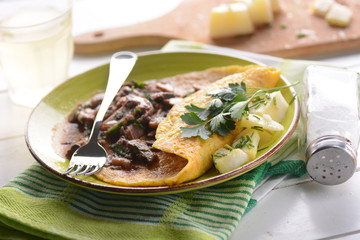 Omelette ai funghi con prezzemolo