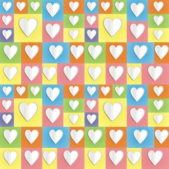 paper hearts on colour background