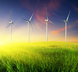 Wind power station. Ecological energy composition