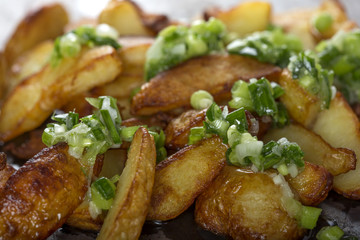 Fresh homemade fried potato wedges