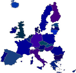 Europaumriss Blautöne