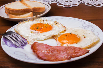 
fried egg and bacon for breakfast for a loved one