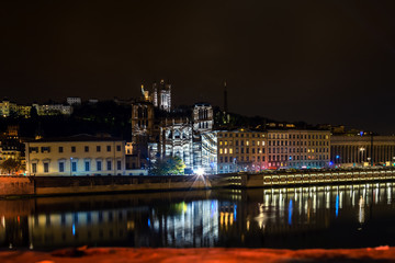 Fototapeta na wymiar Lyon skyline during Festival of lights