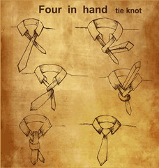 Fototapeta na wymiar Vector tie and knot vintage instruction