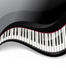 grand piano keys wavy on white background