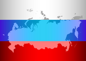 Russian tricolor with outline of country