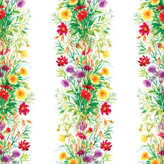 Colorful garden flowers Seamless pattern