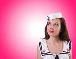 Woman sailor in marine concept