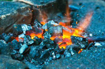 Embers and Flame of a smith's forge