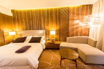 Shahdag - FEBRUARY 8, 2015: Room in Park Chalet Hotel on Februar