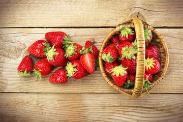 strawberries  on wooden background