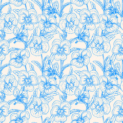 Fototapeta na wymiar seamless blue pansiesseamless blue pansies