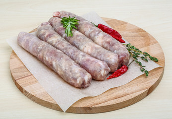 Handmade sausages for grill