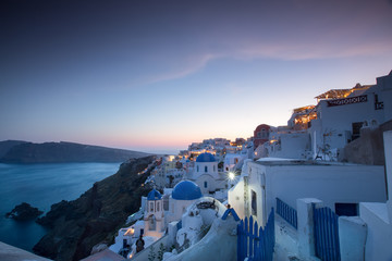 The sunset at Oia village in Santorini island in Greece