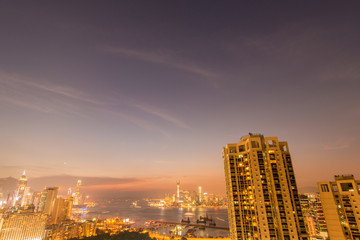 Fototapeta premium View of Hong Kong during sunset hours