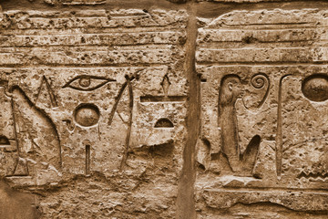 Hieroglyphic of pharaoh civilization in Karnak