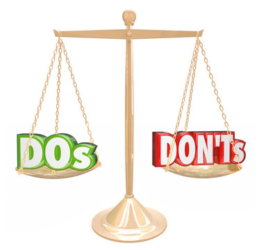 Dos And Donts Words Gold Scale Good Bad Advice