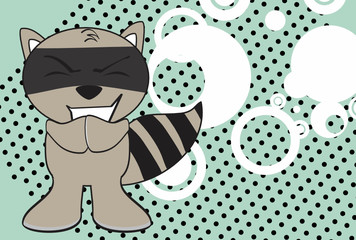 raccoon kid cartoon background in vector format