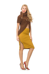 Beautiful elegant woman isolated on white