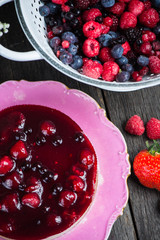 Summer berry fruit homemade cheesecake