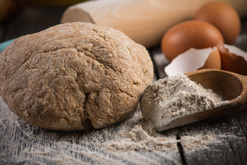 Fototapeta na wymiar Wholegrain dough for homemade bread