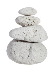 Fototapeta na wymiar Pumice stone stack of four isolated on white background