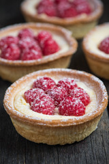 Traditional homemade fresh raspberry tart
