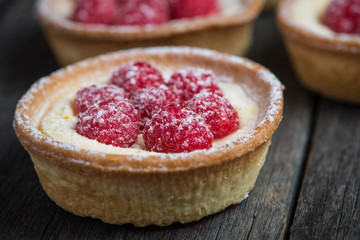 Traditional homemade fresh raspberry tart