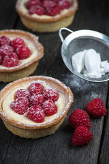 Traditional homemade fresh raspberry tart