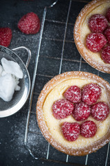 Traditional homemade fresh raspberry tart