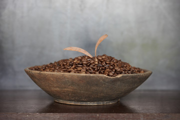 Coffee beans in plate