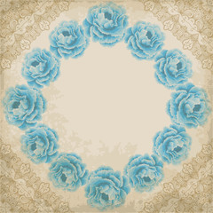 Old paper background with peonies