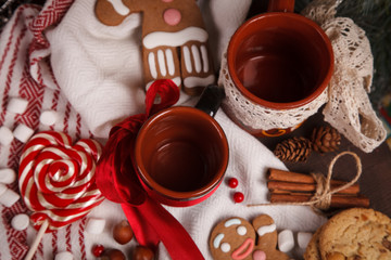 cups on holiday decorations