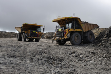 trucks ready for a 130 ton load