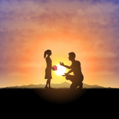 Father and child silhouette