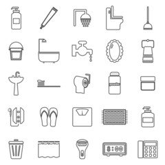 Bathroom line icons on white background