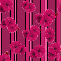 Seamless pink poppy flowers pattern background