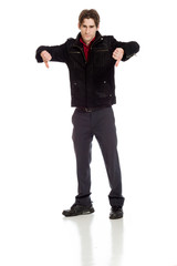 Fototapeta premium Model negative thumbs down