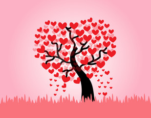 Tree of love on a pink background
