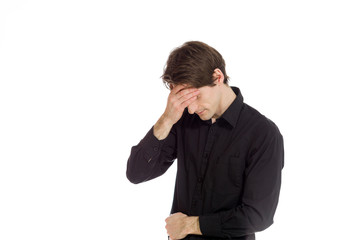 Model hiding face shame