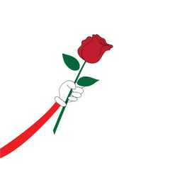 Hand with red rose