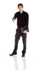 Model isolated with hand shake