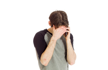 Fototapeta premium Model hiding face shame
