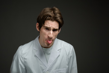 Model isolated sticking tongue out