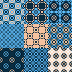 Set of vector seamless geometrical patterns. Vintage textures. 