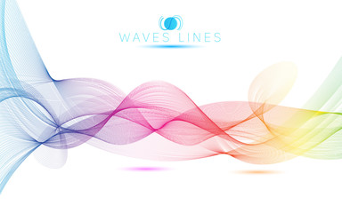 great rainbow waves colorful gradient light blend line vector - 83691444