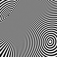 Pattern with optical illusion. Black and white background.